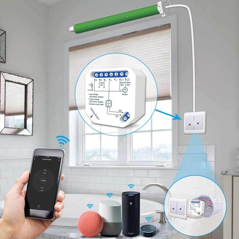 Tuya WiFi وحدة ستائر ذكية مفتاح تحكم لاسلكي عن بعد محرك ستائر ذكي للمنزل قطعتان - Image 4